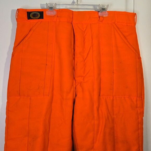 Vtg Blaze Orange Insulated Hunting Pants XL - Picture 2 of 10